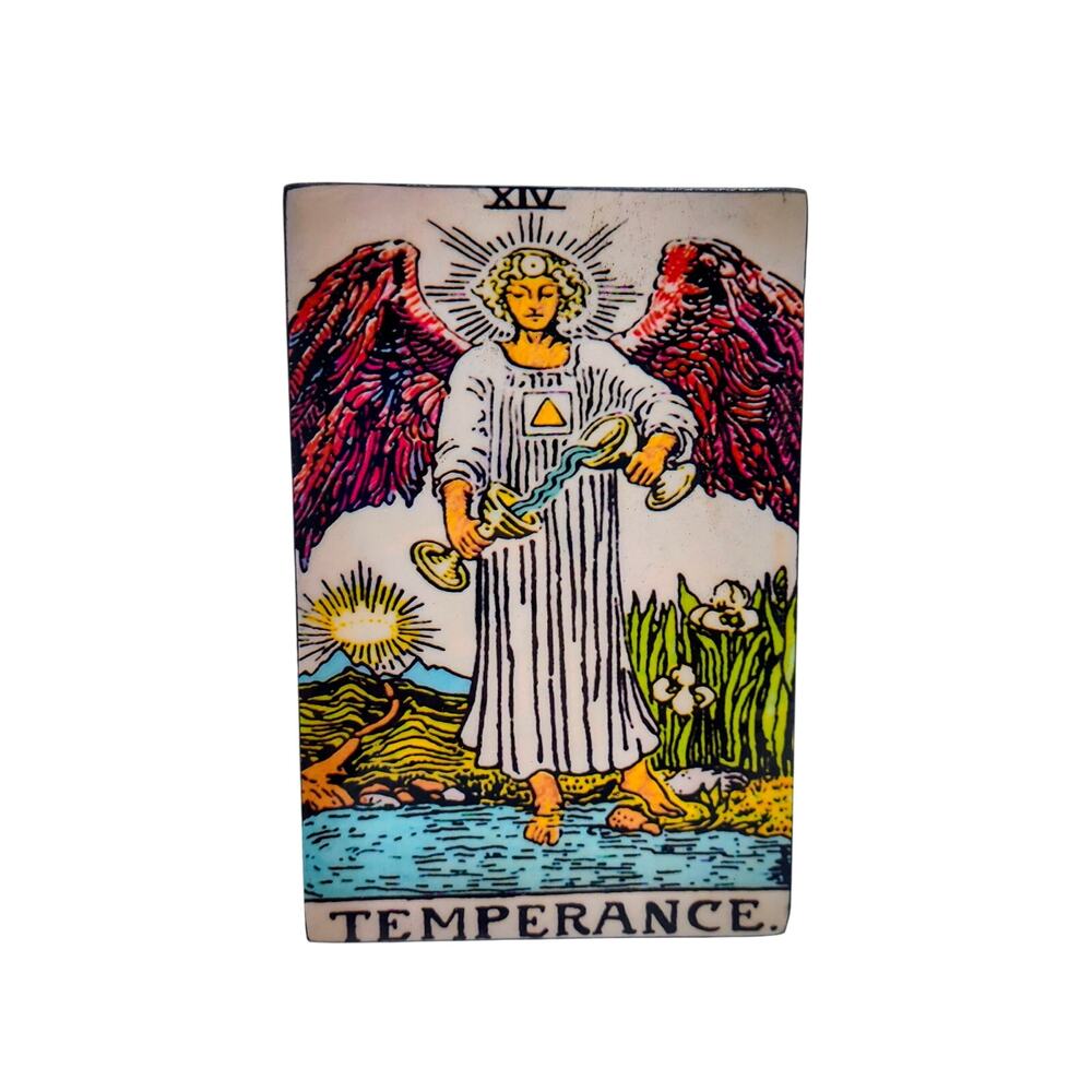 Beautiful Wooden Temperance Tarot Card Stash Box